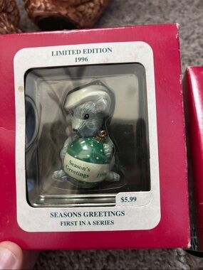 Seasons Greetings Holiday Ornament - Green Ornament with White Bear Accent